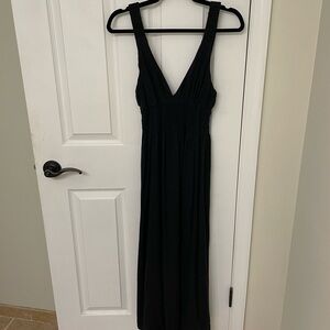 Abercrombie & Fitch black cotton maxi dress. Deep V neckline, size extra small.